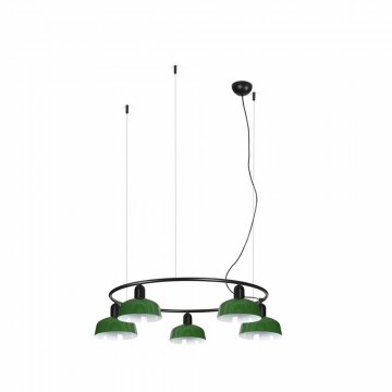 Pendant Lamp Tatawin Circular Metal S 5xE27 Black-Green Faro Barcelona