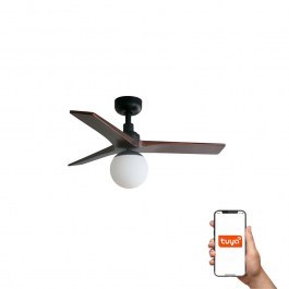 Ανεμιστήρας Οροφής Klim S 34278WT-11L Tuya Smart D92,5cm 1xE27 Black-Dark Walnut Faro Barcelona BLACK-WALNUT