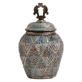 Vase 818685 373-121-635 18x12x28cm Turquoise-Gold TURKUAZ