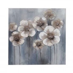 Painting Flowers 1-108-121-976 60x3x60cm Beige-Brown-Blue Etiquette