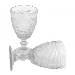 Glass Water Glass With Foot Dot Set 6 Pcs Clear 373-00-553 CLEAR