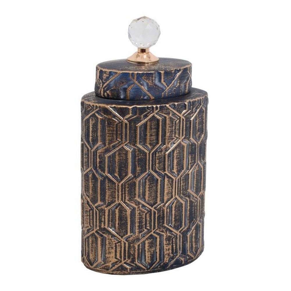 Βάζο Κεραμικό 373-221-695 17x11x39cm Black-Gold