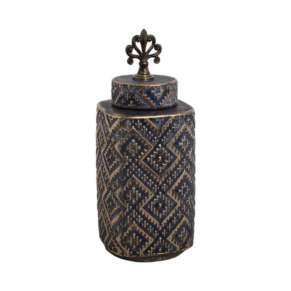 Βάζο Κεραμικό 373-221-706 14x14x36cm Grey-Gold