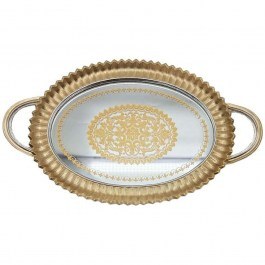 Decorative Tray With Mirror 279-222-180 39x24x3,5cm Gold GOLD