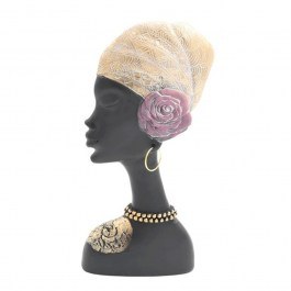 Decorative Figure African Lady 374-124-083 15x5x30cm Black-Gold 