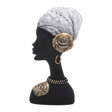 Decorative Figure African Lady 374-124-084 15x5x30cm White-Black