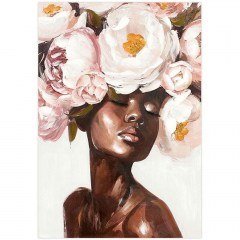 Canvas Painting Woman With Flowers 166-224-048 70x3x100cm Multi