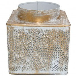 Lantern 954-124-012 14x14x15cm White-Gold WHITE-GOLD