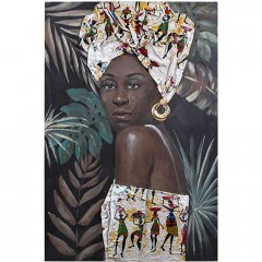 Canvas Painting African Lady 374-224-221 60x3x90cm Multi