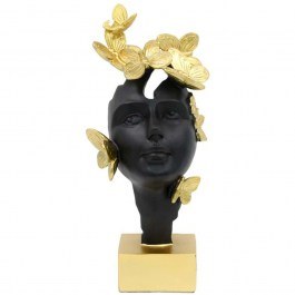 Διακοσμητική Φιγούρα Face Mask 374-225-475 13x9x31cm Black-Gold BLACK-GOLD