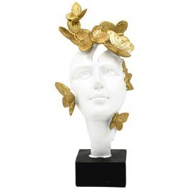 Διακοσμητική Φιγούρα Face Mask 374-225-476 13x9x31cm White-Gold GOLD-WHITE