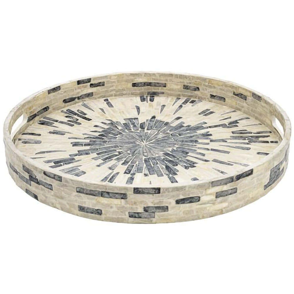 Διακοσμητικός Δίσκος Με Κοχύλια 944-124-008 35x35x4cm Grey-White