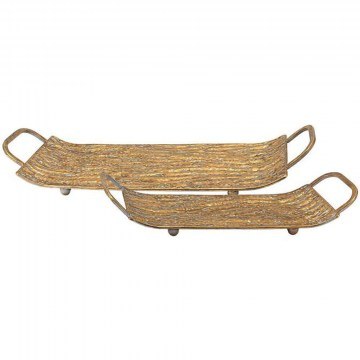 Decorative Trays (Set 2Pcs) 160-224-097 52x20x8/49x15x8cm Antique Gold