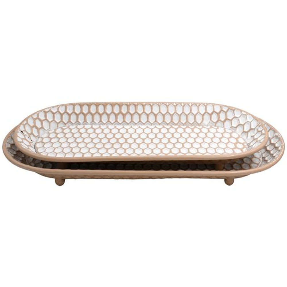 Διακοσμητικοί Δίσκοι (Σετ 2Τμχ) 168-125-041 60x27x6cm Beige-White