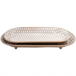 Decorative Trays (Set 2Pcs) 168-125-041 60x27x6cm Beige-White BEIGE-WHITE