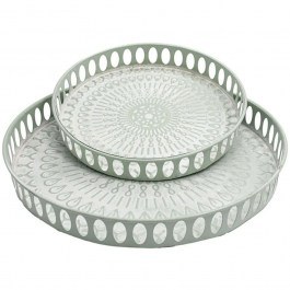 Decorative Trays (Set 2Pcs) 168-125-038 38x5cm Mint-White MINT-WHITE