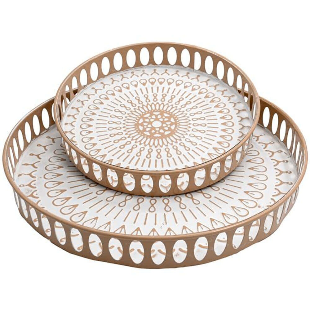 Διακοσμητικοί Δίσκοι (Σετ 2Τμχ) 168-125-037 38x5cm Beige-White