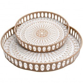 Decorative Trays (Set 2Pcs) 168-125-037 38x5cm Beige-White BEIGE-WHITE