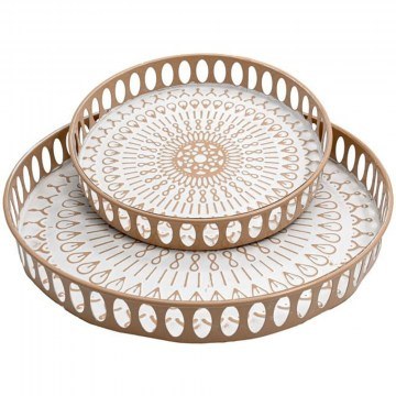 Decorative Trays (Set 2Pcs) 168-125-037 38x5cm Beige-White