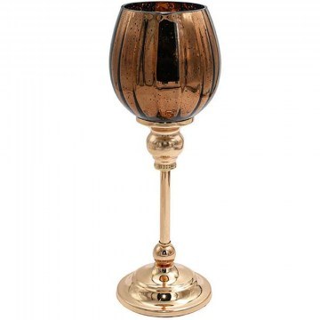 Candlestick 374-224-374 36cm Gold-Brown