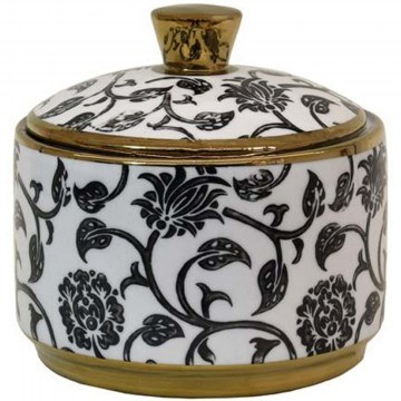 Decorative Container With Lid 0050-225-007 13x13cm Multi-Black