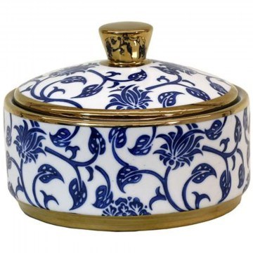 Decorative Container With Lid 0050-225-013 15x11cm Multi-Blue