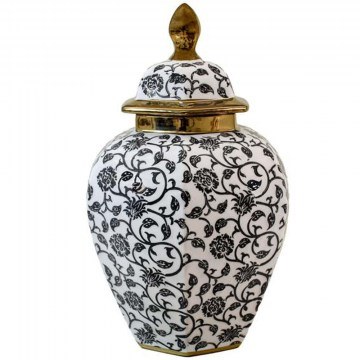 Vase With Lid 0050-225-002 21x32cm Multi-Black