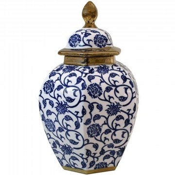 Vase With Lid 0050-225-009 21x32cm Multi-Blue