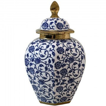 Vase With Lid 0050-225-008 26x39cm Multi-Blue