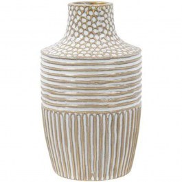 Βάζο 023-225-132 13x13x23cm Beige-White BEIGE-WHITE