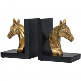 Βιβλιοστάτες Άλογο (Σετ 2Τμχ) 965-225-017 25x10x15cm Antique Gold-Black GOLD-BLACK
