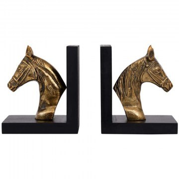 Βιβλιοστάτες Άλογο (Σετ 2Τμχ) 965-225-017 25x10x15cm Antique Gold-Black