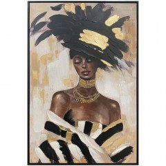 Canvas Painting African Lady With Hat 166-126-063 60x4x90cm Multi
