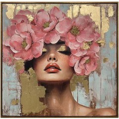 Πίνακας Καμβάς Woman With Flowers 166-126-060 80x4x80cm Multi