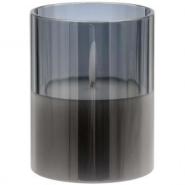 Candle With Led Flame 396-225-003 8x8x15cm Smoke SMOKE
