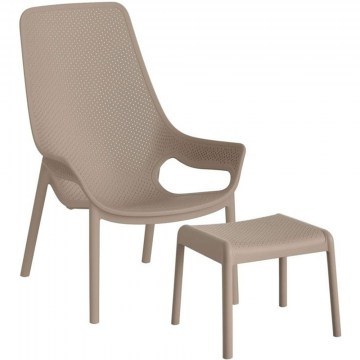 Πολυθρόνα Κήπου Με Υποπόδιο Avelyn 649-126-002 66x90x98cm Taupe