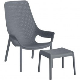 Πολυθρόνα Κήπου Με Υποπόδιο Avelyn 649-126-003 66x90x98cm Grey GREY