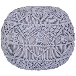 Πουφ Macrame 925-225-191 45x45x40cm Light Grey LIGHT GREY
