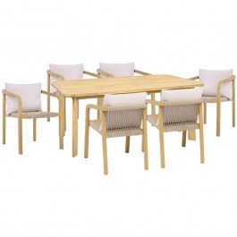 Garden Dining Set Summerset (Set 7Pcs) 0020-126-077 180x90x75cm Natural-Beige NATURAL-BEIGE