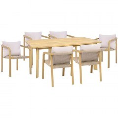 Garden Dining Set Summerset (Set 7Pcs) 0020-126-077 180x90x75cm Natural-Beige
