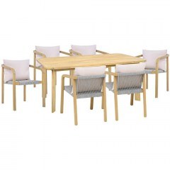 Garden Dining Set Summerset (Set 7Pcs) 0020-126-078 180x90x75cm Natural-Grey