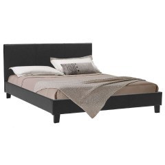 Bed Nevil Pu In Black Mat Color With Anatomic Planks 212X156X87Cm