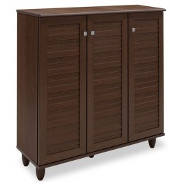 Shoe Organizer-Cabinet Santo 16 Pairs Walnut 89,5X34,5X91,5Cm 123-000086 BROWN