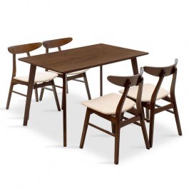 Τραπεζαρία Benson - Orlean Σετ 5τμχ 200-000182 120x80x75cm Walnut WALLNUT