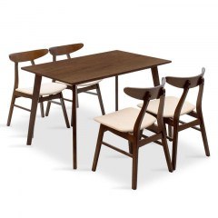 Τραπεζαρία Benson - Orlean Σετ 5τμχ 200-000182 120x80x75cm Walnut