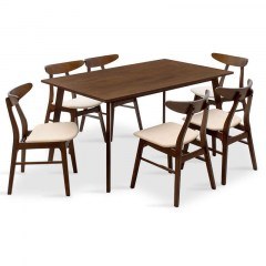 Τραπεζαρία Benson - Orlean Σετ 7τμχ 200-000188 150x90x75cm Walnut