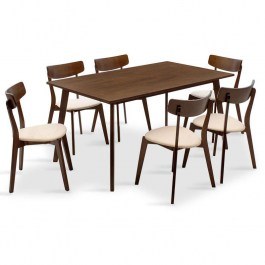 Τραπεζαρία Benson - Toto Σετ 7τμχ 200-000190 150x90x75cm Walnut WALLNUT
