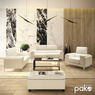 Καναπές Shea 074-000008 Τριθέσιος 198x80x87cm White-Inox