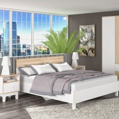 Κρεβάτι Awell 173-000004 164x203x91 Για Στρώμα 160x200 Sonoma-White