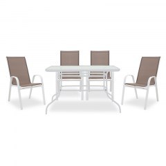 Τραπεζαρία Κήπου Valor-Calan 200-000314 (Σετ 5τμχ) White-Brown